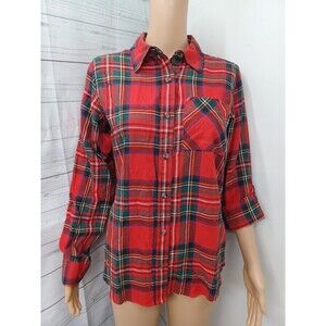 Magellan Outdoors Classic Fit White Red Plaid Button Front Shirt Womens Sz XS